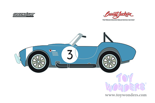 Greenlight - Barrett Jackson Scottsdale Series 7 | Shelby Cobra #3 FIA Bondurant Tribute (Lot #1321.1) (1964, 1/64 scale diecast model car, Viking Blue) 37230B/48