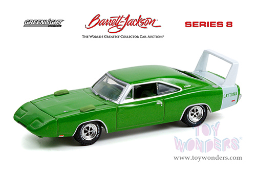 Greenlight - Barrett Jackson Series 8 | Dodge Charger Daytona Spring (Lot #1399) (2020, 1/64 scale diecast model car, Green Metallic/White Tail Stripe) 37240B/48