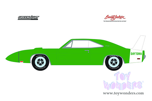 Greenlight - Barrett Jackson Series 8 | Dodge Charger Daytona Spring (Lot #1399) (2020, 1/64 scale diecast model car, Green Metallic/White Tail Stripe) 37240B/48