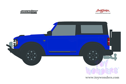 Greenlight - Barrett Jackson Series 8 | Ford Bronco 2-Door VIN #001 (Lot #3008) (2021, 1/64 scale diecast model car, Lightning Blue/Black Top) 37240E/48
