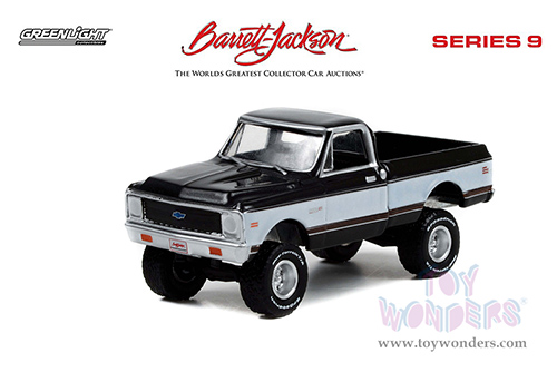 Greenlight - Barrett Jackson Series 9 | Chevrolet&reg; K10 4X4 Pickup Truck (Lot #1027) (1972, 1/64 scale diecast model car, Dark Gray with White and Brown Stripes) 37250E/48
