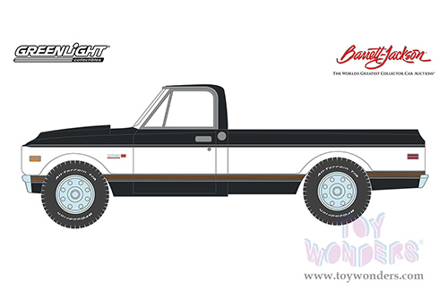 Greenlight - Barrett Jackson Series 9 | Chevrolet&reg; K10 4X4 Pickup Truck (Lot #1027) (1972, 1/64 scale diecast model car, Dark Gray with White and Brown Stripes) 37250E/48