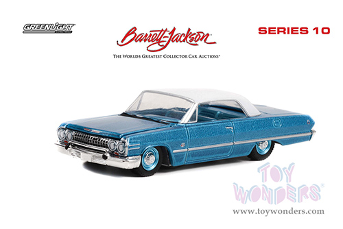 Greenlight - Barrett Jackson Series 10 | Chevrolet&reg; Impala SS 409 Convertible (Lot #1119) (1963, 1/64 scale diecast model car, Azure Aqua Blue) 37260B/48
