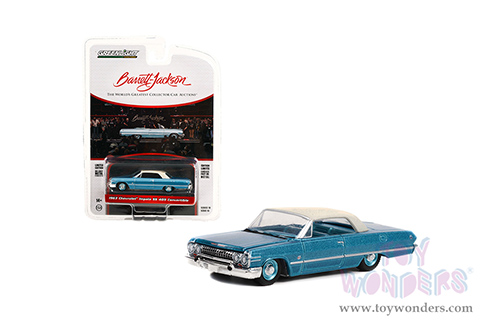 Greenlight - Barrett Jackson Series 10 | Chevrolet&reg; Impala SS 409 Convertible (Lot #1119) (1963, 1/64 scale diecast model car, Azure Aqua Blue) 37260B/48