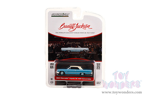 Greenlight - Barrett Jackson Series 10 | Chevrolet&reg; Impala SS 409 Convertible (Lot #1119) (1963, 1/64 scale diecast model car, Azure Aqua Blue) 37260B/48
