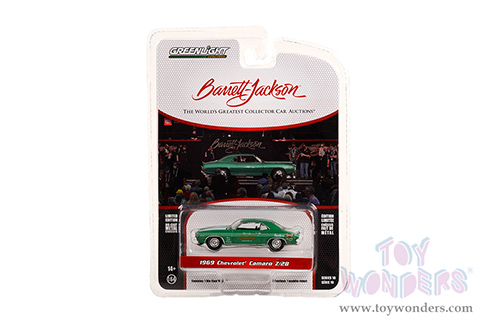 Greenlight - Barrett Jackson Series 10 | Chevrolet® Camaro Z/28 (Lot #1309.1) - Tony Pizzi Automotive, Philadelphia, Pennsylvania (1969, 1/64 scale diecast model car, Rally Green with White Stripes) 37260D/48