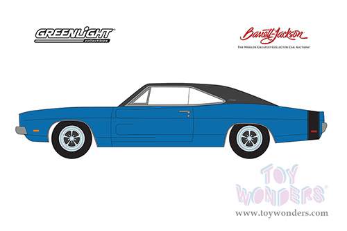 Greenlight - Barrett Jackson Series 11 | Dodge Charger (Lot #465.1) (1969, 1/64 scale diecast model car, Blue Metallic/Black Vinyl Top and Tail Stripe) 37270B/48
