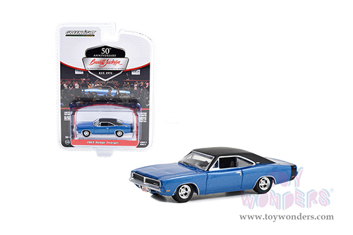 Greenlight - Barrett Jackson Series 11 | Dodge Charger (Lot #465.1) (1969, 1/64 scale diecast model car, Blue Metallic/Black Vinyl Top and Tail Stripe) 37270B/48