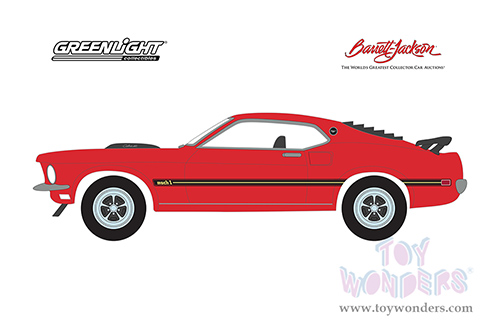 Greenlight - Barrett Jackson Series 11 | Ford Mustang Custom Fastback (Lot #765.1) (1969, 1/64 scale diecast model car, Race Red with Black Hood and Stripes) 37270C/48