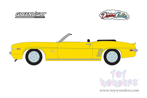 Greenlight - Woodward Dream Cruise Series 1 | Chevrolet&reg; Camaro SS Convertible "17th Annual Woodward Dream Cruise Featured Heritage Vehicle" (2011) (1969, 1/64 scale diecast model car, Yellow with Black Stripes) 37280B/48