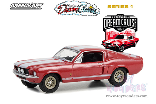 Greenlight - Woodward Dream Cruise Series 1 | Shelby GT-500 "25th Annual Woodward Dream Cruise Featured Heritage Vehicle" (2019) (1969, 1/64 scale diecast model car, Red with White Stripes) 37280F/48