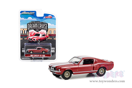 Greenlight - Woodward Dream Cruise Series 1 | Shelby GT-500 "25th Annual Woodward Dream Cruise Featured Heritage Vehicle" (2019) (1969, 1/64 scale diecast model car, Red with White Stripes) 37280F/48