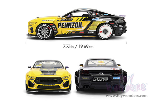 Jada Toys RTR Vehicles - Ford Mustang RTR #88 Chelsea Denofa "Pennzoil" "Formula Drift PRO Championship" (2025) with Lights (2025, 1/24, diecast model car, Yellow/Black/Purple) 37326/4