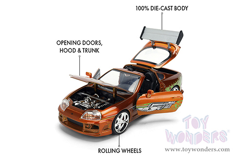 Jada Toys Fast & Furious - Brian's Toyota Supra - 25th Anniversary series (1995, 1/24 scale diecast model car, Orange Brush Finish) 37703