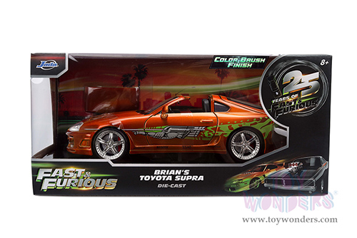 Jada Toys Fast & Furious - Brian's Toyota Supra - 25th Anniversary series (1995, 1/24 scale diecast model car, Orange Brush Finish) 37703