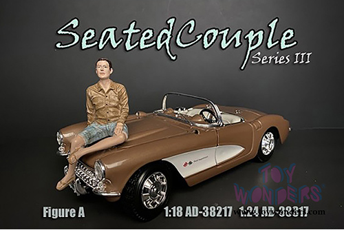 American Diorama Figurine - Seated Couple Series III Figure A (1/18  scale, Blue/Brown) 38217