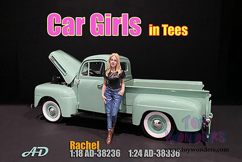 American Diorama Figurine - Car Girl in Tee Rachel Figure (1/24 scale, Black/Blue) 38336
