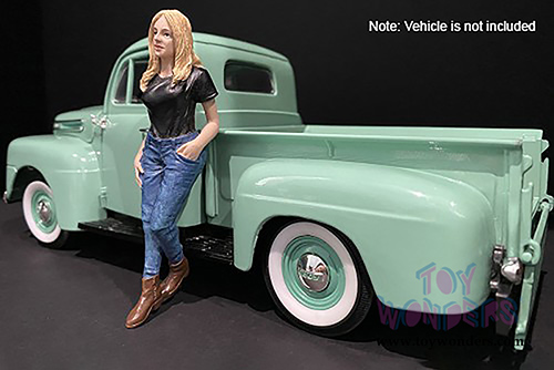 American Diorama Figurine - Car Girl in Tee Rachel Figure (1/24 scale, Black/Blue) 38336