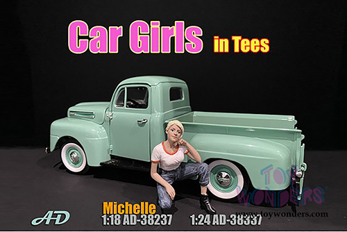 American Diorama Figurine - Car Girl in Tee Michelle Figure (1/24 scale, White/Blue) 38337