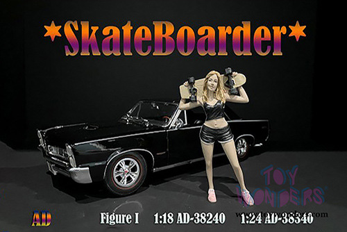 American Diorama Figurine - Skateboarder Figure I (1/18 scale, Black) 38240