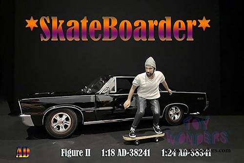 American Diorama Figurine - Skateboarder Figure II (1/24 scale, White/Black) 38341