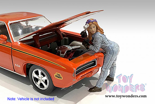 American Diorama Figurine - Retro Female Mechanic I (1/24 scale, Blue) 38344