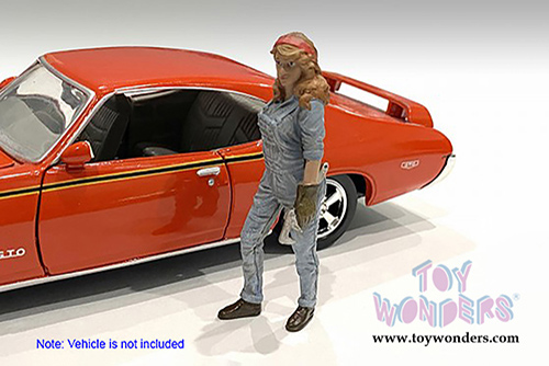 American Diorama Figurine - Retro Female Mechanic III (1/24 scale, Blue) 38346