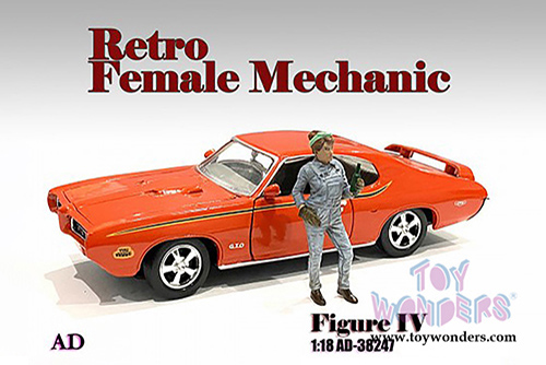American Diorama Figurine - Retro Female Mechanic IV (1/18 scale, Blue) 38247