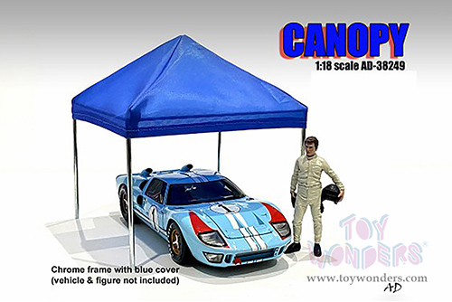 American Diorama Accesories - Canopy Set (1/18 scale, Silver Frame with Blue Canopy cover) AD-38249