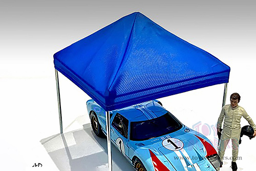 American Diorama Accesories - Canopy Set (1/18 scale, Silver Frame with Blue Canopy cover) AD-38249