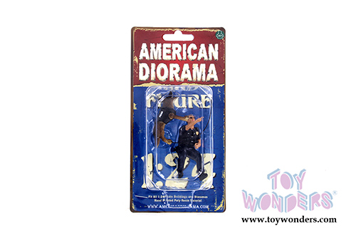 American Diorama Figurine - Police Officer with K9 Dog Unit II (Set of 2, 1/24 scale, Black) 38264