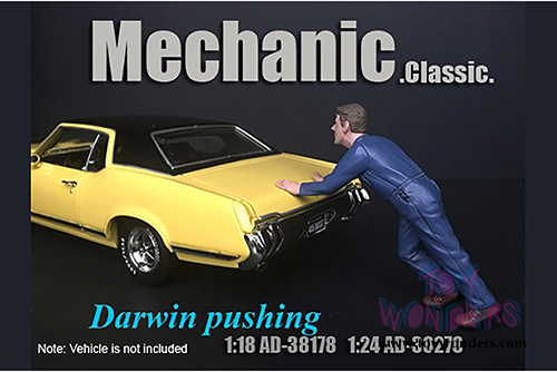 American Diorama Figurine - Mechanic Classic Darwin Pushing (1/24 scale, Blue) 38278