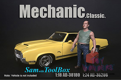 American Diorama Figurine - Mechanic Classic Sam with Toolbox (1/24 scale, Blue/Green) 38280