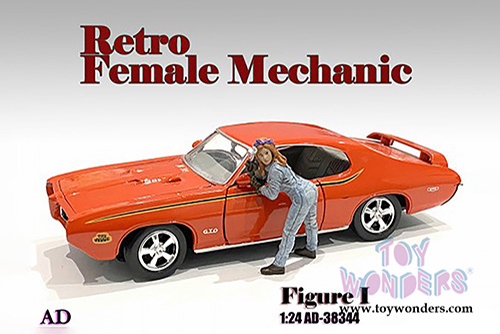 American Diorama Figurine - Retro Female Mechanic I (1/24 scale, Blue) 38344
