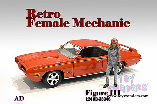 American Diorama Figurine - Retro Female Mechanic III (1/24 scale, Blue) 38346