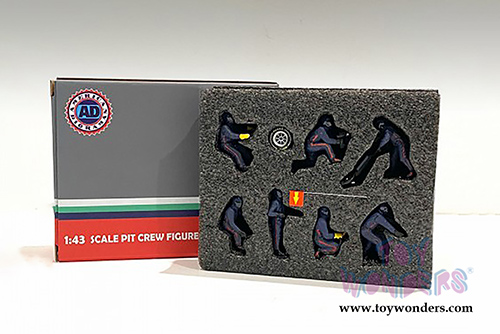 American Diorama Figurines - Formula One F1 Pit Crew Team Blue - Set of 7 Figures and accessories (1/43 scale, Blue) 38384