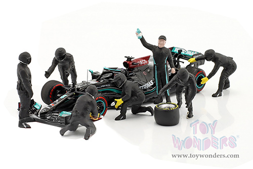 American Diorama Figurines - Formula One F1 Pit Crew Team Black Set III (1/43 scale, Black) 38389