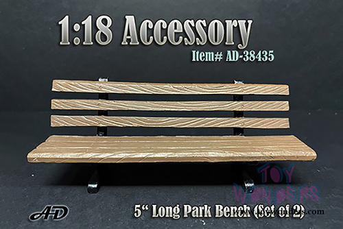 American Diorama Accessories - Park Bench - Set of 2 (1/18  scale, Brown) 38435