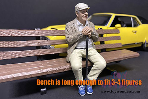 American Diorama Accessories - Park Bench - Set of 2 (1/18  scale, Brown) 38435