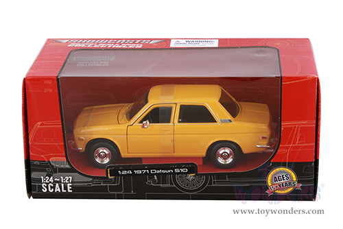 Showcasts® Collectibles - Datsun 510 Hardtop (1971, 1/24 scale diecast model car, Yellow) 38518YL MAP: $22.99