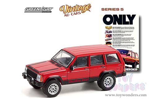 Greenlight - Vintage Ad Cars Series 5 | Jeep&reg; Cherokee Chief "Only in a Jeep&reg; Cherokee" (1984, 1/64 scale diecast model car, Red/Black Stripes) 39080F/48
