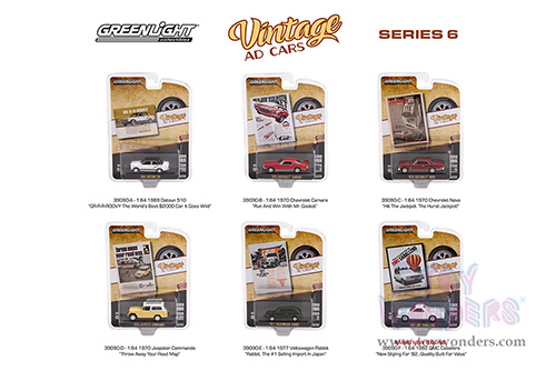 Greenlight - Vintage Ad Cars Series 6 (1/64 scale diecast model car, Asstd.) 39090/48
