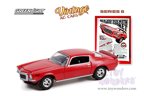 Greenlight - Vintage Ad Cars Series 6 | Chevrolet&reg; Camaro&reg; "Run and Win with Mr. Gasket" (1970, 1/64 scale diecast model car, Red) 39090B/48