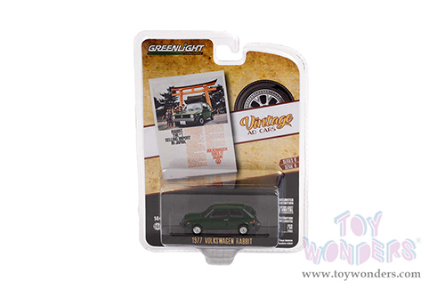 Greenlight - Vintage Ad Cars Series 6 | Volkswagen Rabbit "Rabbit. The #1 Selling Import In Japan" (1977, 1/64 scale diecast model car, Dark Green) 39090E/48