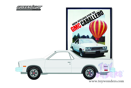 Greenlight - Vintage Ad Cars Series 6 | GMC Caballero Truck "New Styling for '82...Quality Built for Value" (1982, 1/64 scale diecast model car, White) 39090F/48