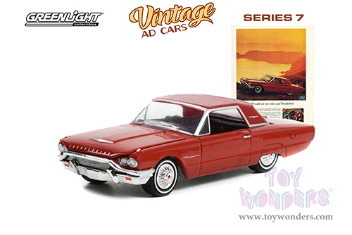 Greenlight - Vintage Ad Cars Series 7 | Ford Thunderbird Hardtop "All Roads Are New When You Thunderbird” (1964, 1/64 scale diecast model car, Red) 39100B/48