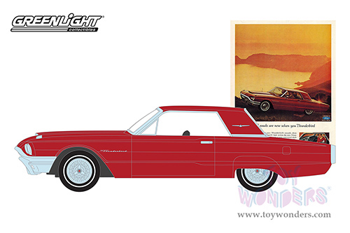 Greenlight - Vintage Ad Cars Series 7 | Ford Thunderbird Hardtop "All Roads Are New When You Thunderbird” (1964, 1/64 scale diecast model car, Red) 39100B/48