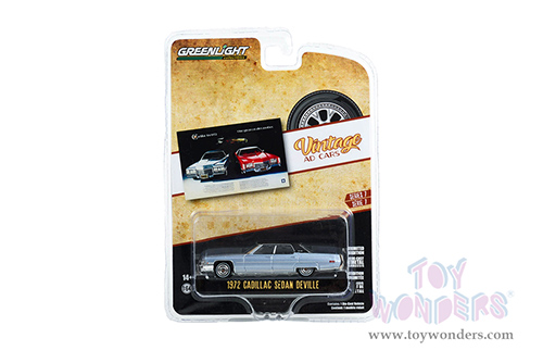 Greenlight - Vintage Ad Cars Series 7 | Cadillac&reg; Sedan DeVille "Cadillac for 1972. One Great Car After Another” (1972, 1/64 scale diecast model car, Blue) 39100D/48