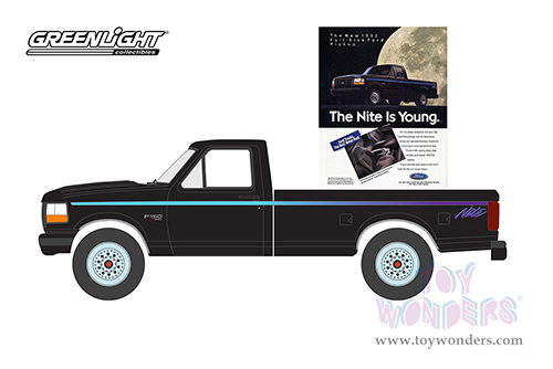 Greenlight - Vintage Ad Cars Series 7 | Ford F-150 Nite Edition "The Nite Is Young” (1992, 1/64 scale diecast model car, Black) 39100F/48
