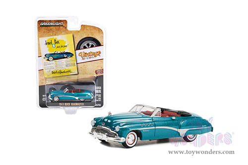 Greenlight - Vintage Ad Cars Series 8 | Buick Roadmaster "Jewel Box Just For You!" (1949, 1/64 scale diecast model car, Blue Metallic) 39110A/48